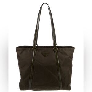 Prada Spazzolato-Trimmed Tessuto Shopping Tote. Very Good Condition